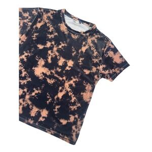 TOPSHOP Women's Tie Dye Velvet T-Shirt Black Tan Short Sleeve Size M US 8-10